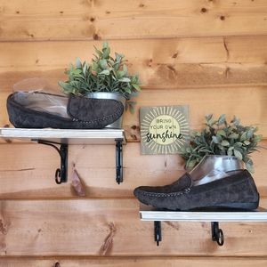 Vaneli 💜 Suede Leather Gray Diamond Quilted Driving Loafers Mocassins Shoes 8 A